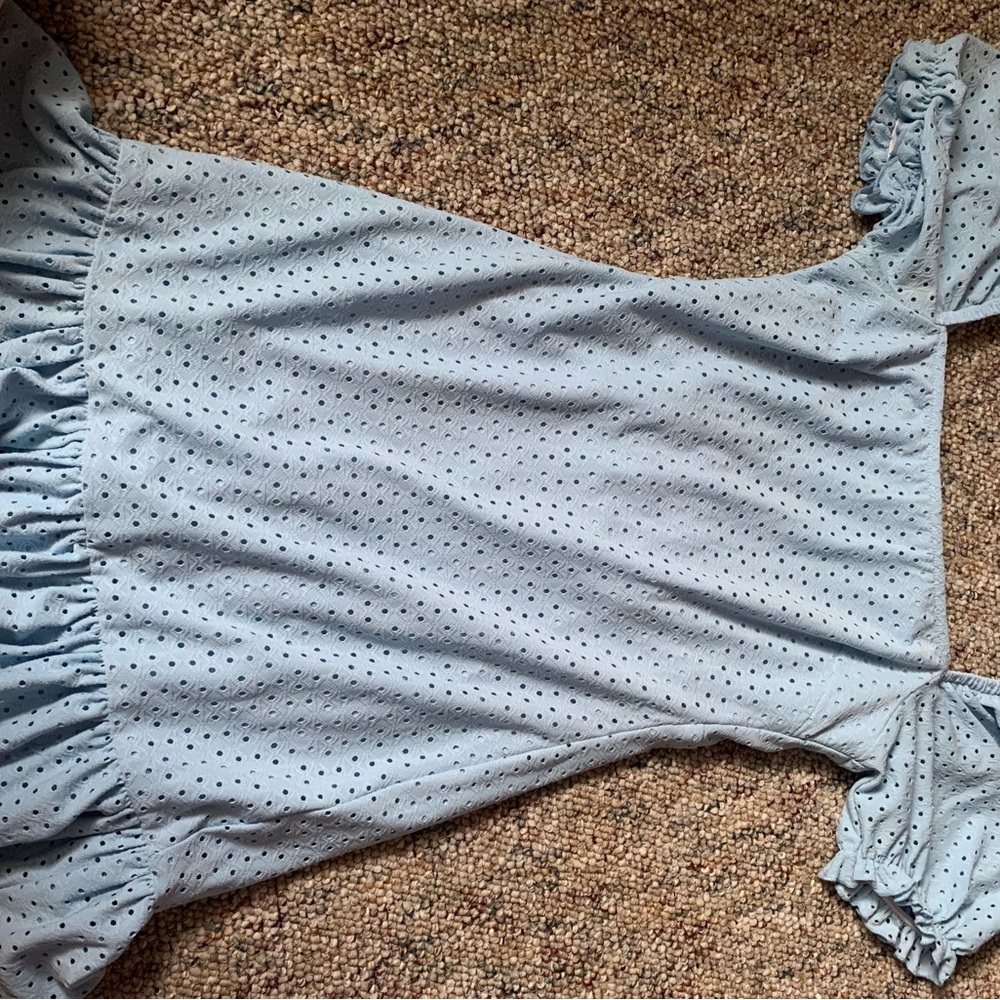 Speechless Light Blue Eyelet Blouse